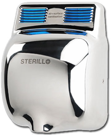 Sterillo Sterilsing Hand Dryer by AirSteril, Chrome