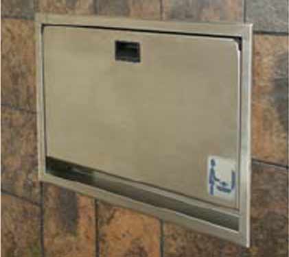 <b>Baby Changing Table : Stainless Steel Clad Horizontal Recessed<br>BCT-SSCR<br></b>h 548 w 950 d 5 mm <br>open projection 345mm